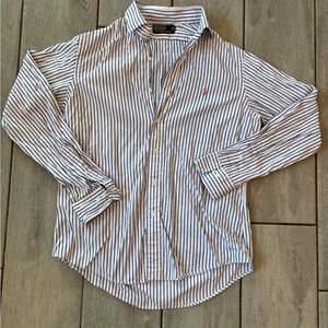 Polo by Ralph Lauren Men's Navy and White Striped Shirt